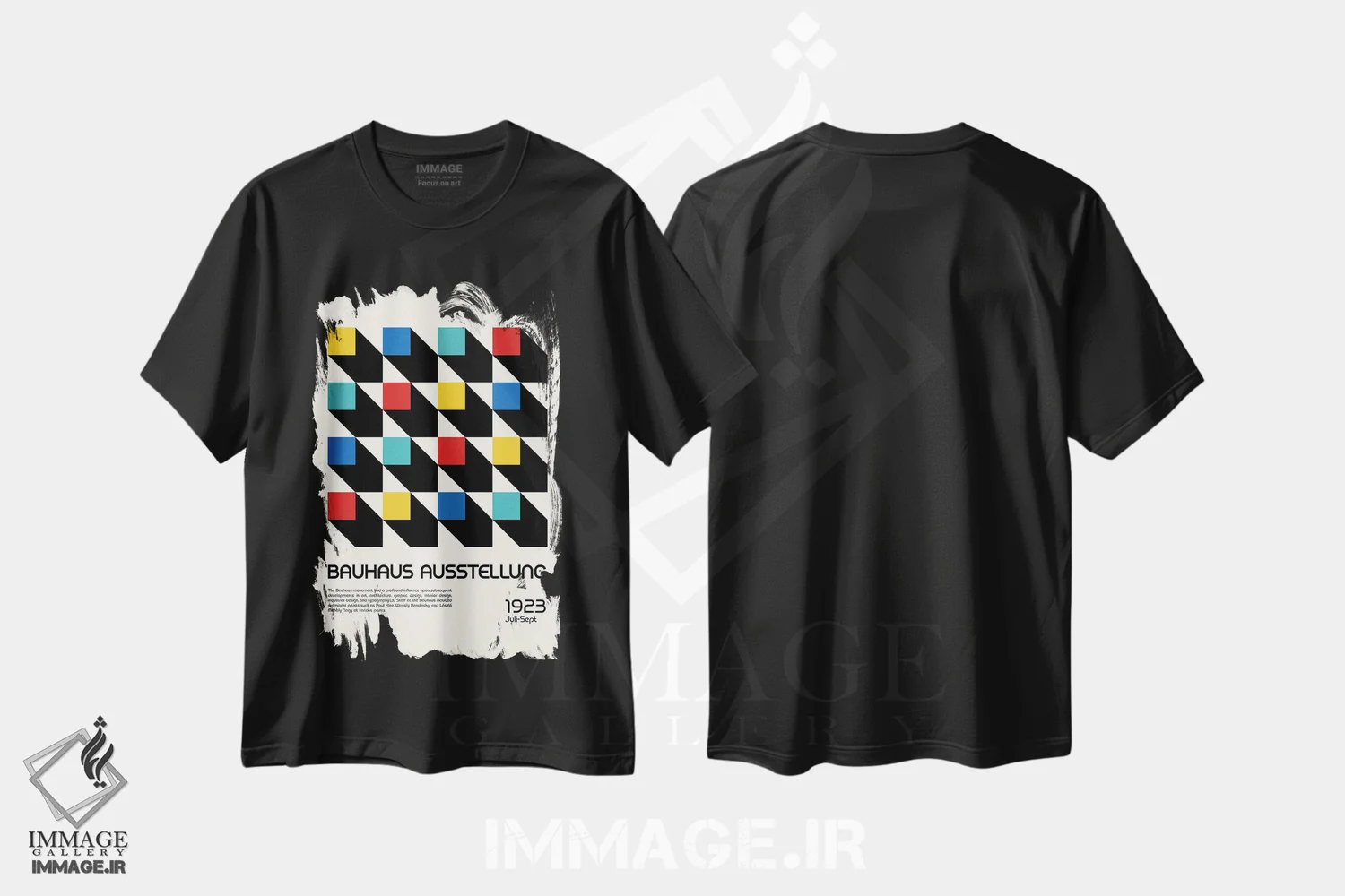 تیشرت مشکی طرح دار نمایشگاه باوهاوس I، آبستره اثر رتردروم | immage.ir