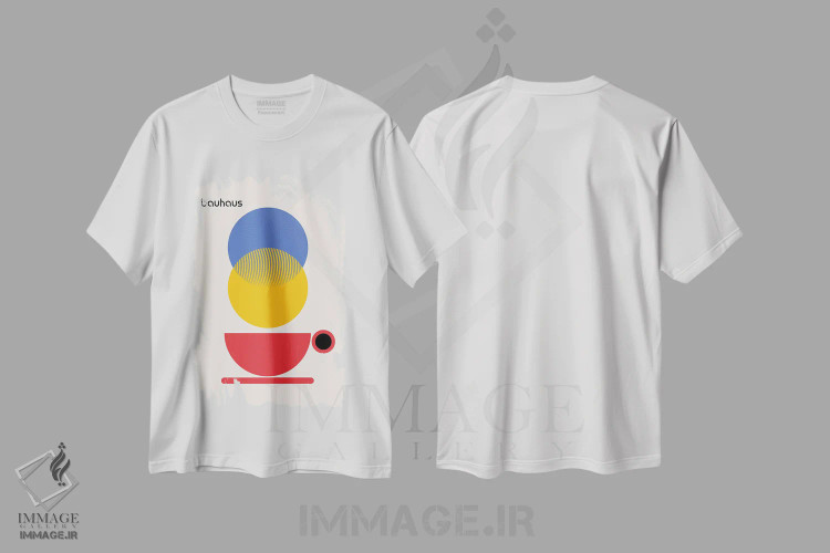 تیشرت سفید طرح دار کافی شاپ باوهاوس انتزاعی، آبستره اثر رتردروم | فروشگاه ایماژ