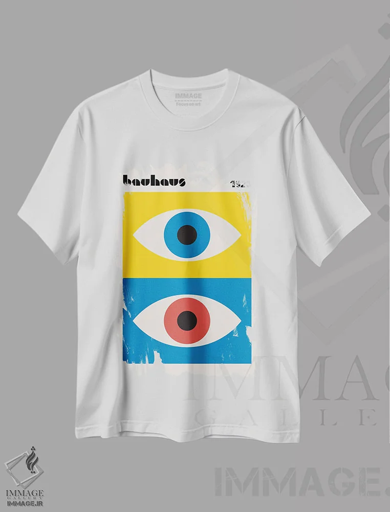 تیشرت سفید طرح دار چشم های انتزاعی باوهاوس، آبستره اثر رتردروم | immage.ir