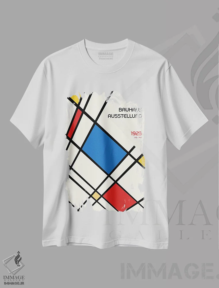 تیشرت سفید طرح دار طرح هندسی باوهاوس رترو II، آبستره اثر رتردروم | immage.ir