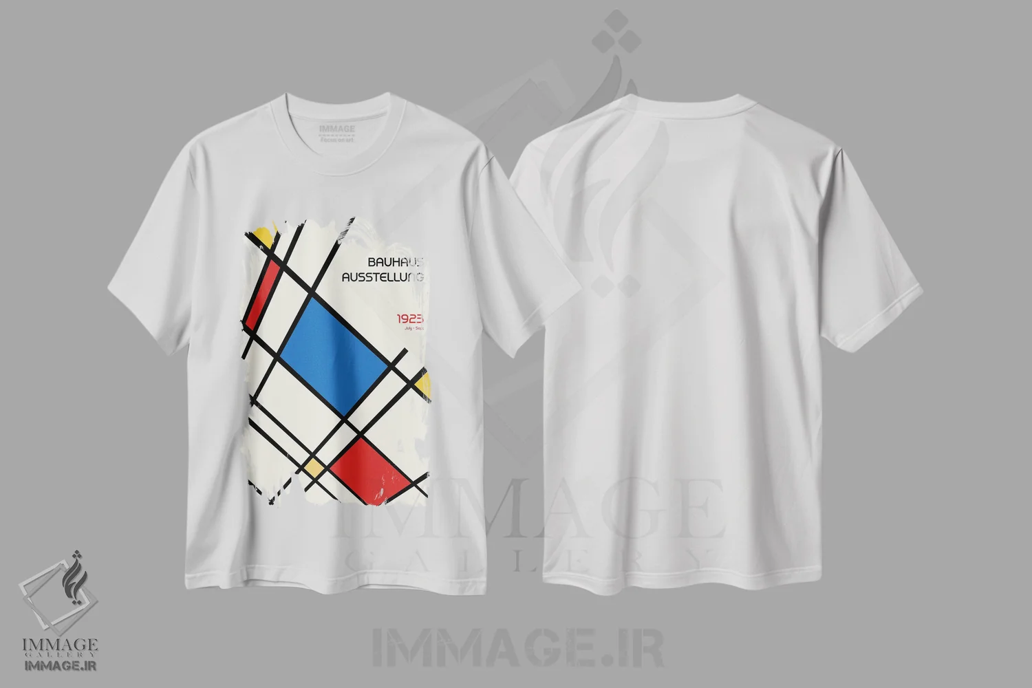 تیشرت سفید طرح دار طرح هندسی باوهاوس رترو II، آبستره اثر رتردروم | immage.ir