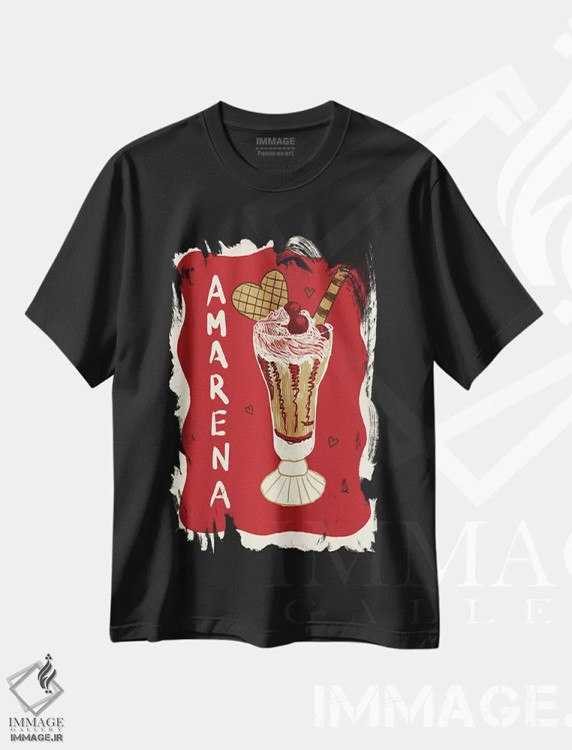 تیشرت مشکی طرح دار آمارنا، تزئینی اثر استودیو دولچی | فروشگاه ایماژ
