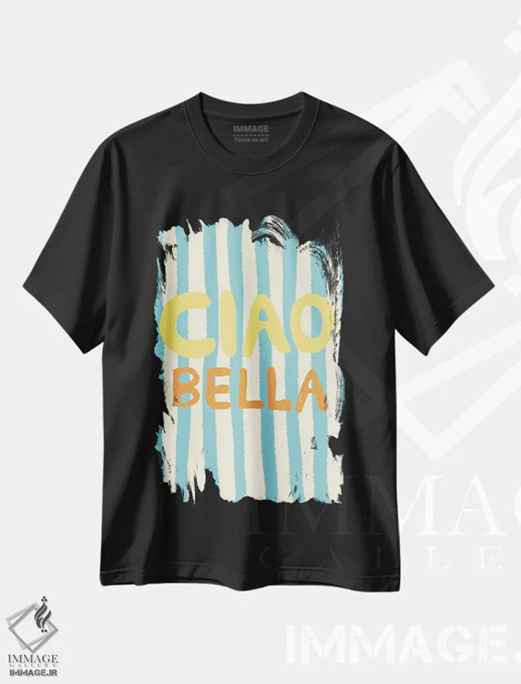 تیشرت مشکی طرح دار چائو بلا IV، تزئینی اثر استودیو دولچی | فروشگاه ایماژ