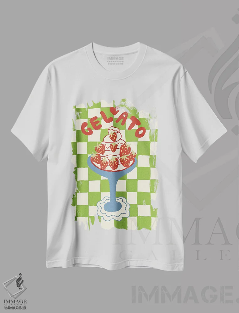 تیشرت سفید طرح دار جلاتو، تزئینی اثر استودیو دولچی | immage.ir