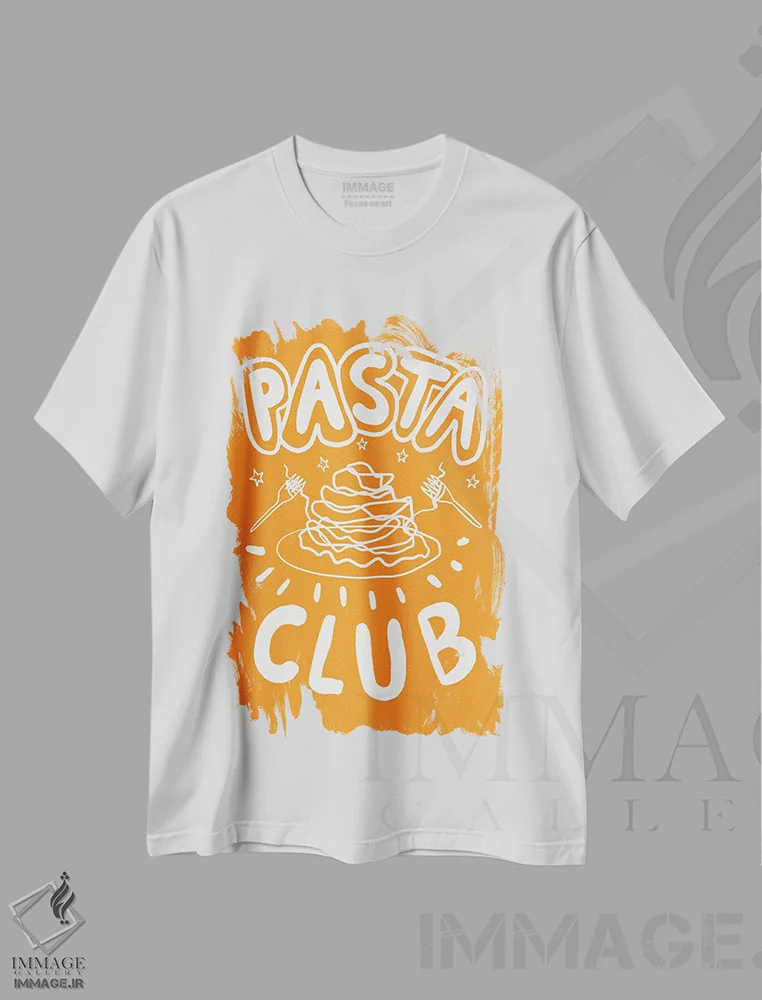 تیشرت سفید طرح دار باشگاه پاستا، تزئینی اثر استودیو دولچی | immage.ir