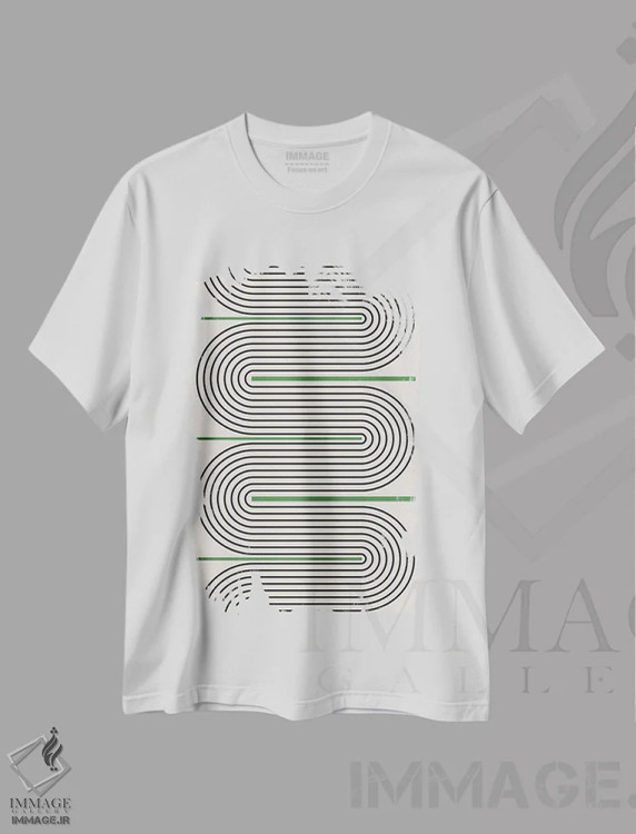 تیشرت سفید طرح دار تعادل مدرن معاصر، تزئینی اثر استودیو می یوس | فروشگاه ایماژ