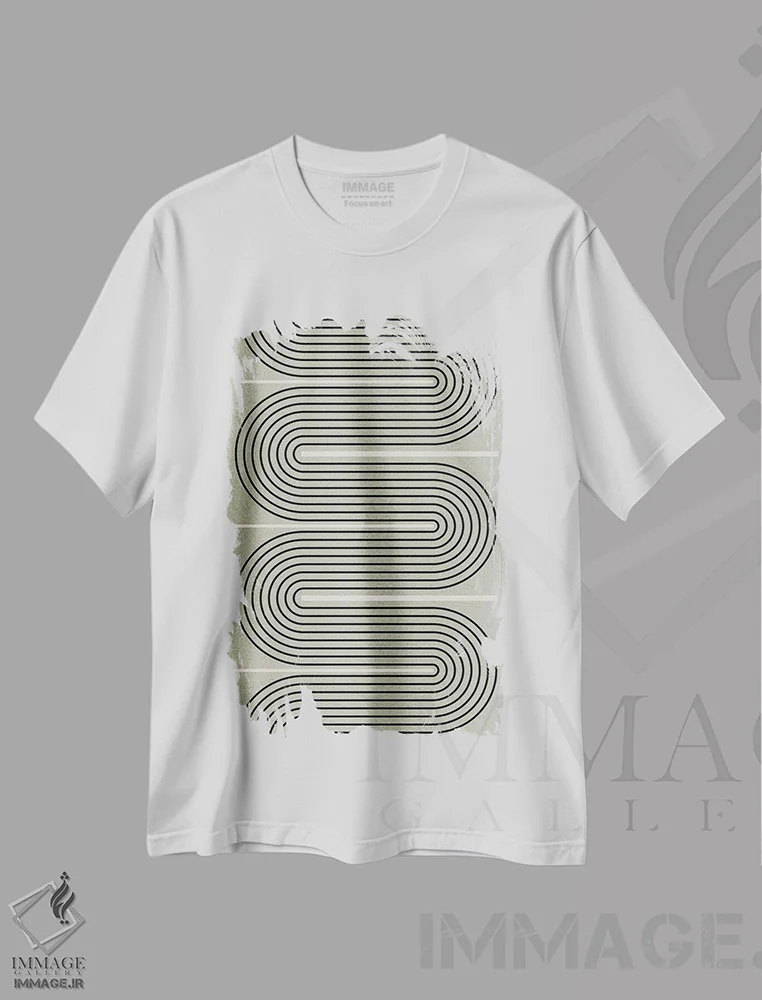 تیشرت سفید طرح دار تعادل مدرن معاصر II، تزئینی اثر استودیو می یوس | فروشگاه ایماژ