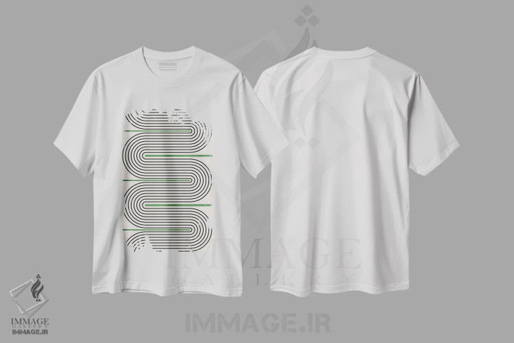 تیشرت سفید طرح دار تعادل مدرن معاصر، تزئینی اثر استودیو می یوس | فروشگاه ایماژ
