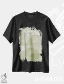 تیشرت مشکی طرح دار کلاژ کاغذی سبز I، آبستره اثر استودیو می یوس | فروشگاه ایماژ