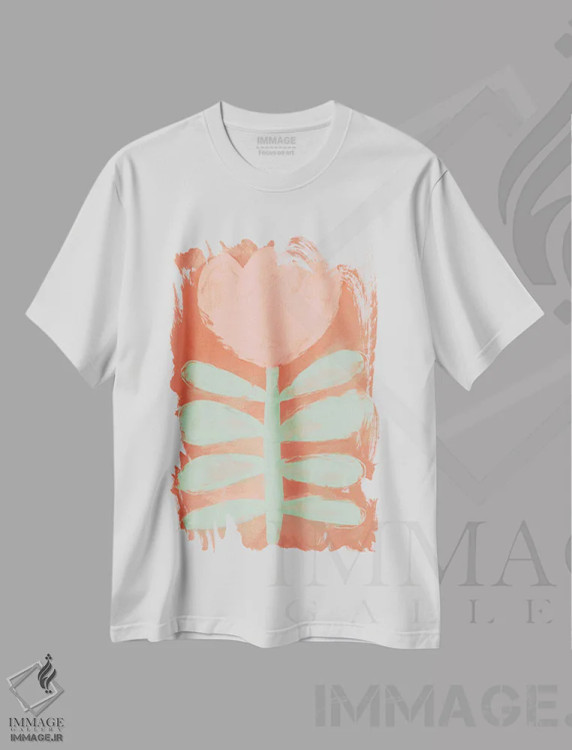 تیشرت سفید طرح دار گل پاستلی، تزئینی اثر تری چایلد | immage.ir