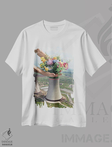 تیشرت سفید طرح دار گیاه گل، عکاسی ترکیبی اثر ورتیگو آرتوگرافی | فروشگاه ایماژ