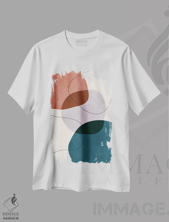 تیشرت سفید طرح دار اشکال انتزاعی XV، تزئینی اثر ویتور کوستا | immage.ir
