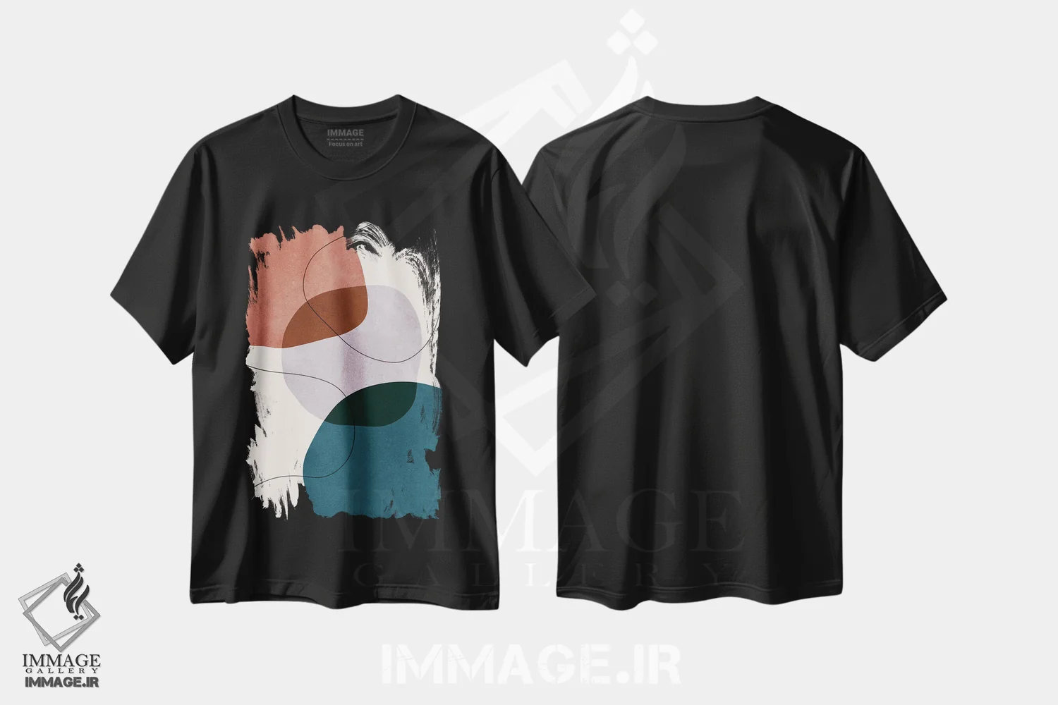 تیشرت مشکی طرح دار اشکال انتزاعی XV، تزئینی اثر ویتور کوستا | فروشگاه ایماژ