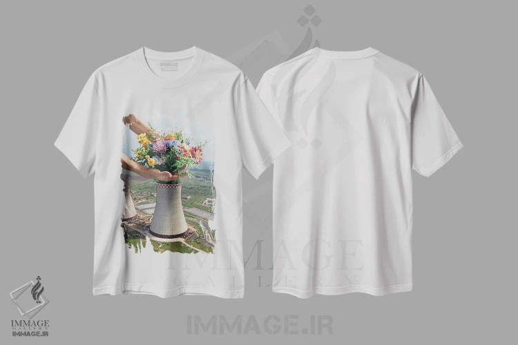 تیشرت سفید طرح دار گیاه گل، عکاسی ترکیبی اثر ورتیگو آرتوگرافی | فروشگاه ایماژ