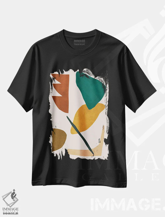 تیشرت مشکی طرح دار اشکال بیانگر I، تزئینی اثر ویتور کوستا | immage.ir