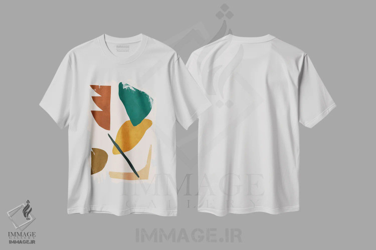 تیشرت سفید طرح دار اشکال بیانگر I، تزئینی اثر ویتور کوستا | فروشگاه ایماژ