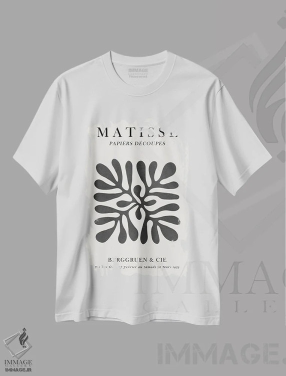 تیشرت سفید طرح دار پوستر گل دار ماتیس I، تزئینی اثر ویتور کوستا | فروشگاه ایماژ