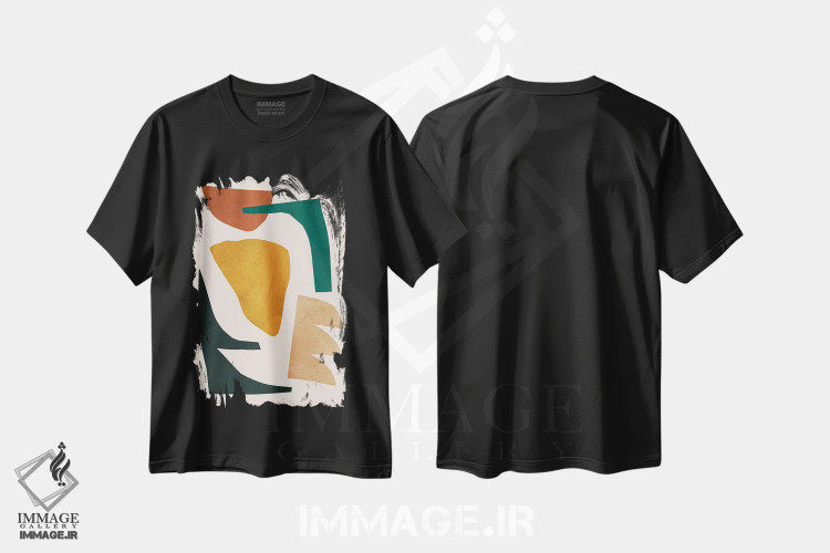 تیشرت مشکی طرح دار اشکال بیانگر VI، تزئینی اثر ویتور کوستا | فروشگاه ایماژ