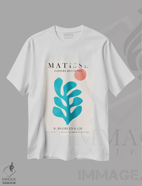 تیشرت سفید طرح دار پوستر گل دار ماتیس II، تزئینی اثر ویتور کوستا | immage.ir