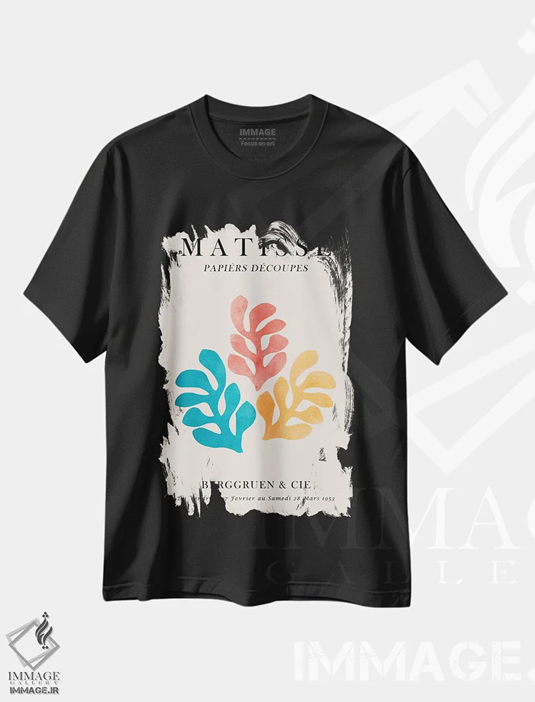 تیشرت مشکی طرح دار پوستر گل دار ماتیس III، تزئینی اثر ویتور کوستا | immage.ir