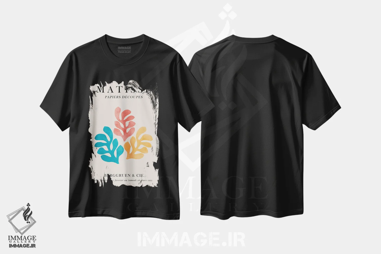 تیشرت مشکی طرح دار پوستر گل دار ماتیس III، تزئینی اثر ویتور کوستا | immage.ir