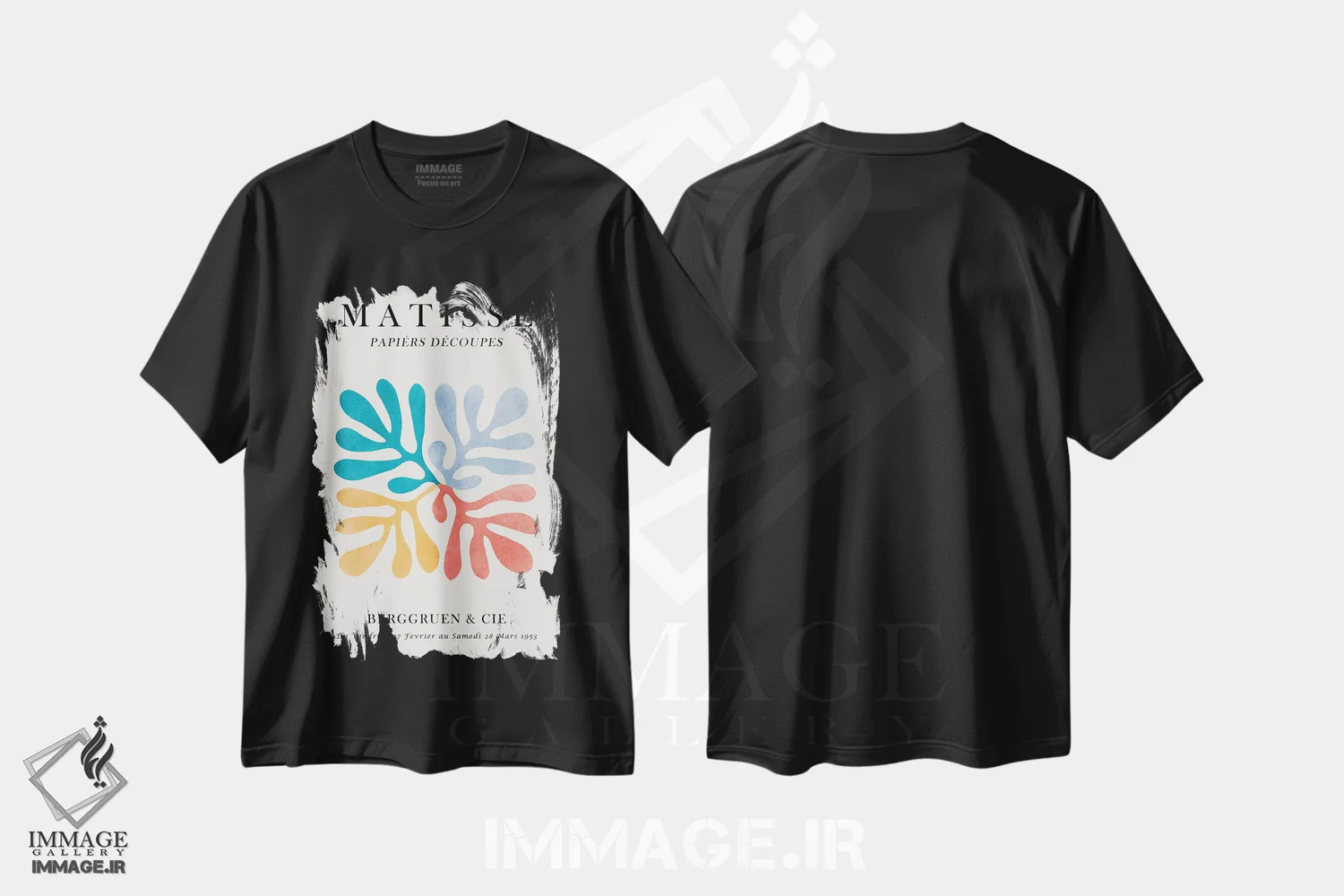 تیشرت مشکی طرح دار پوستر گل دار ماتیس IV، تزئینی اثر ویتور کوستا | فروشگاه ایماژ