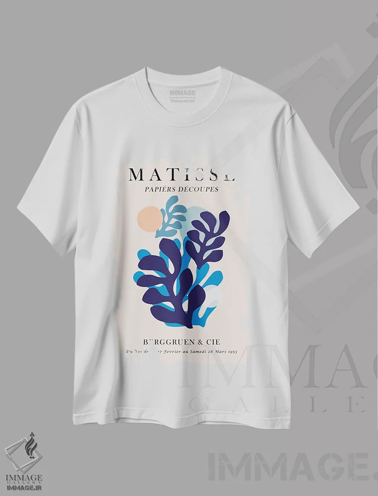 تیشرت سفید طرح دار پوستر گل دار ماتیس V، تزئینی اثر ویتور کوستا | فروشگاه ایماژ