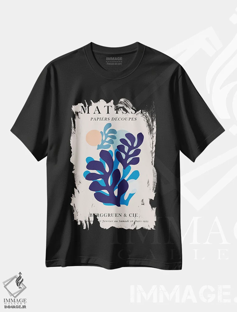 تیشرت مشکی طرح دار پوستر گل دار ماتیس V، تزئینی اثر ویتور کوستا | immage.ir