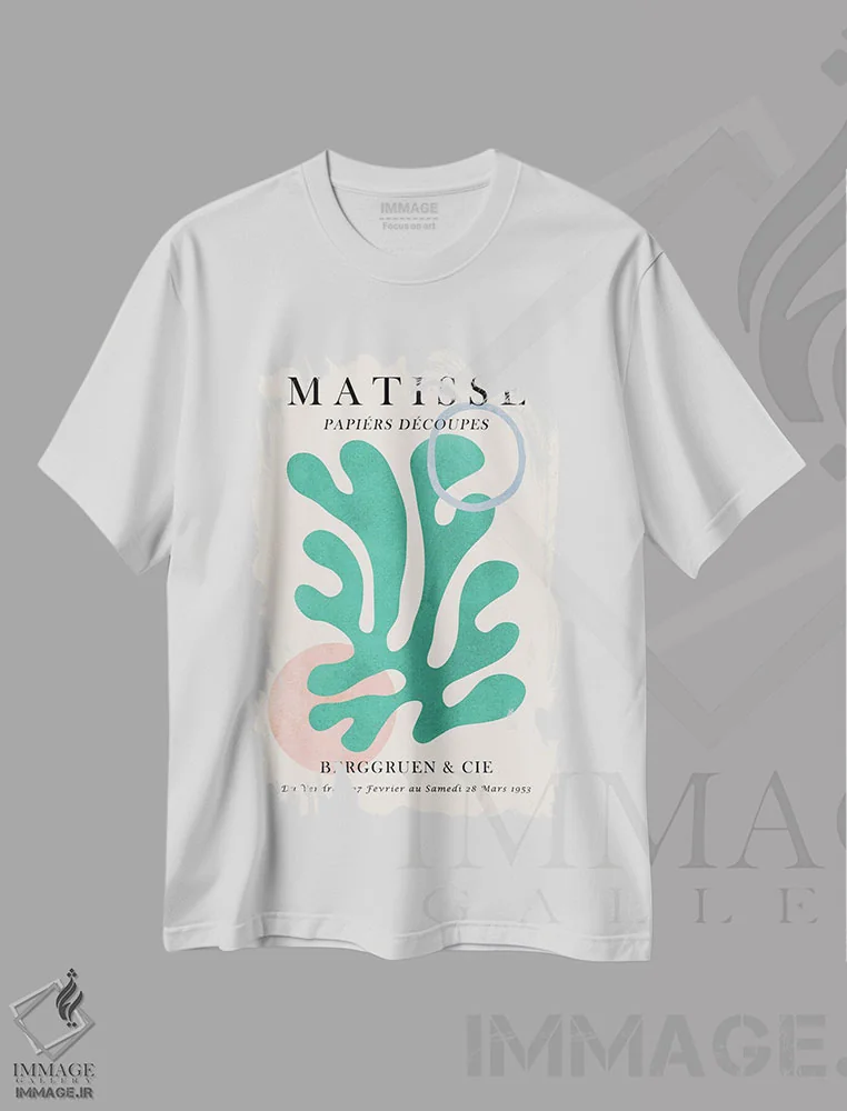 تیشرت سفید طرح دار پوستر گل دار ماتیس VI، تزئینی اثر ویتور کوستا | immage.ir