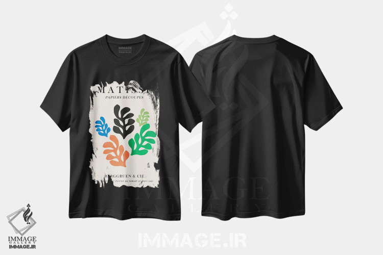 تیشرت مشکی طرح دار پوستر گل دار ماتیس VII، تزئینی اثر ویتور کوستا | immage.ir