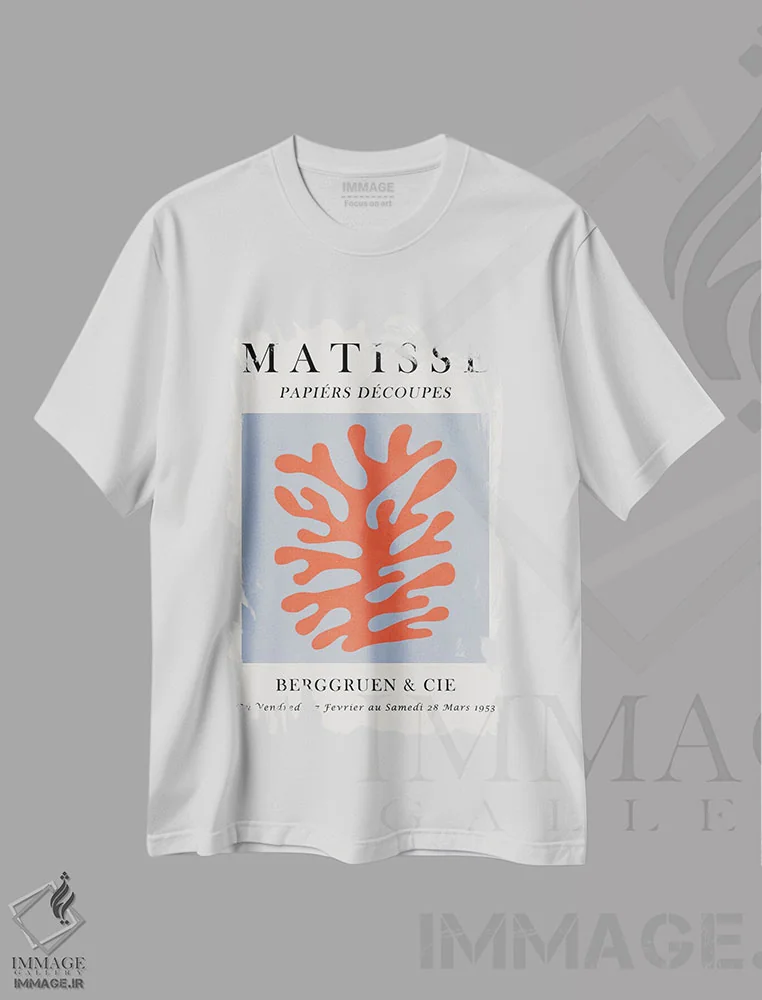 تیشرت سفید طرح دار پوستر گل دار ماتیس VIII، تزئینی اثر ویتور کوستا | immage.ir