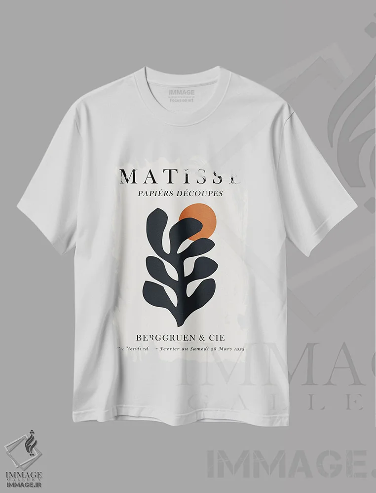 تیشرت سفید طرح دار پوستر گلدار ماتیس ۹، تزئینی اثر ویتور کوستا | فروشگاه ایماژ