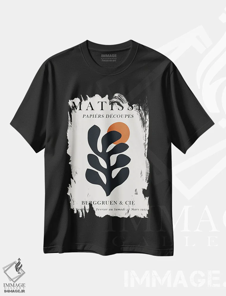 تیشرت مشکی طرح دار پوستر گلدار ماتیس ۹، تزئینی اثر ویتور کوستا | immage.ir