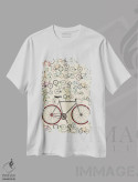 تیشرت سفید طرح دار دوچرخه های فیکسی، تزئینی اثر وایات ۹ | فروشگاه ایماژ