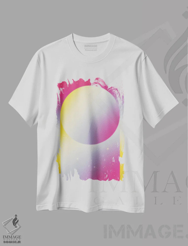 تیشرت سفید طرح دار کیهان پاستلی مینیمال، آبستره اثر امی لوییز بیکر | فروشگاه ایماژ