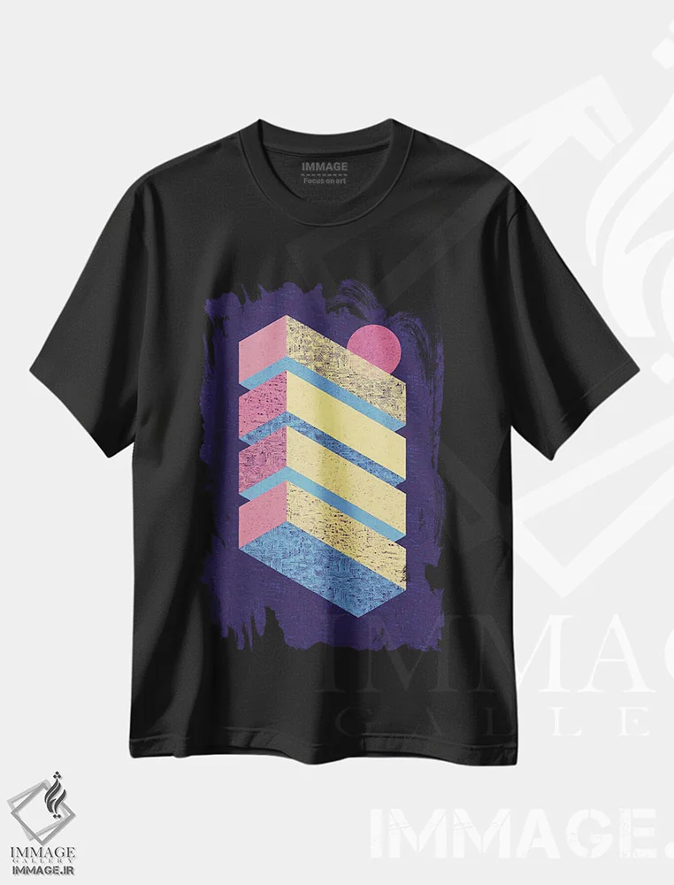 تیشرت مشکی طرح دار شهر شناور ۶، آبستره اثر امی لوییز بیکر | فروشگاه ایماژ