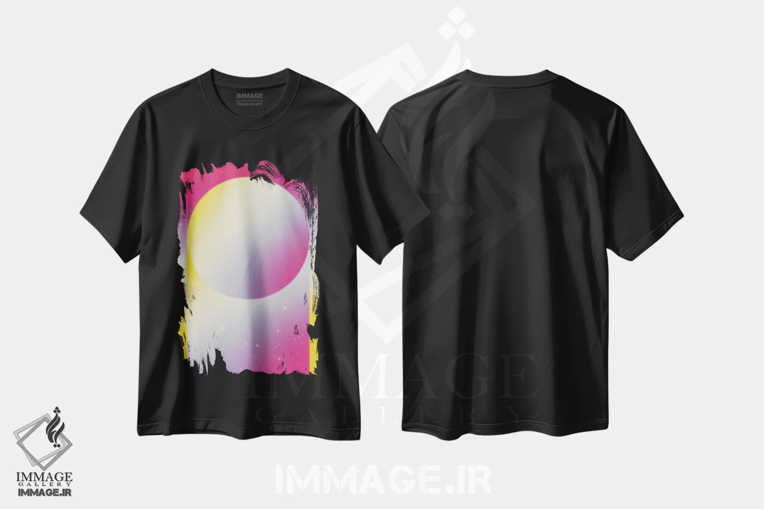 تیشرت مشکی طرح دار کیهان پاستلی مینیمال، آبستره اثر امی لوییز بیکر | immage.ir