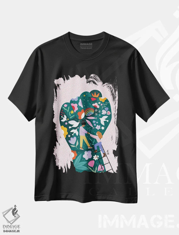 تیشرت مشکی طرح دار همبستگی، هنر آمریکایی آفریقایی تبار اثر بیا مولر | فروشگاه ایماژ