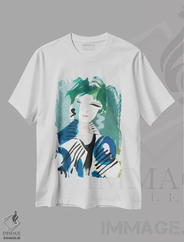 تیشرت سفید طرح دار بیتل جویس، آبستره اثر الین فیلد | فروشگاه ایماژ