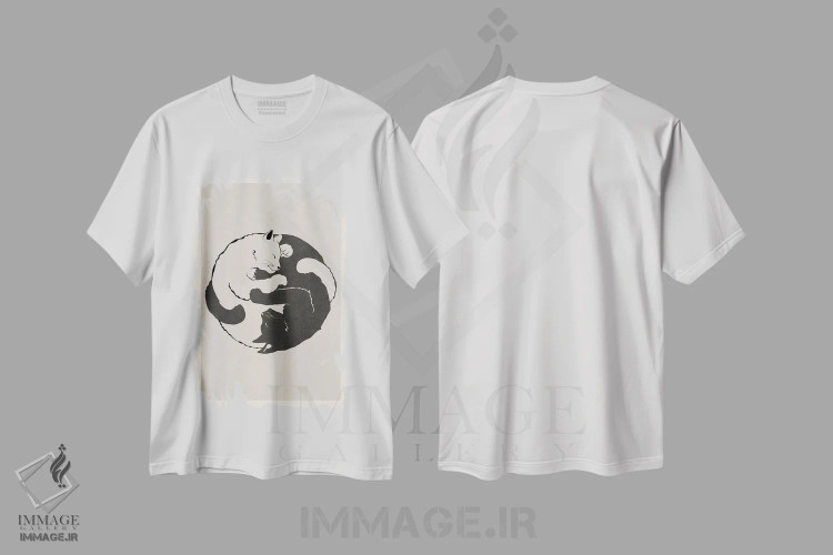 تیشرت سفید طرح دار گربه های در آغوش ۱، تزئینی اثر امـل تونابویلو | فروشگاه ایماژ