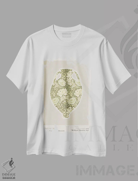 تیشرت سفید طرح دار ویلیام موریس یونانی ۱۰، تزئینی اثر امـل تونابویلو | فروشگاه ایماژ