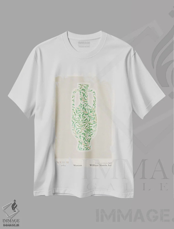 تیشرت سفید طرح دار ویلیام موریس یونانی ۷، تزئینی اثر امـل تونابویلو | immage.ir
