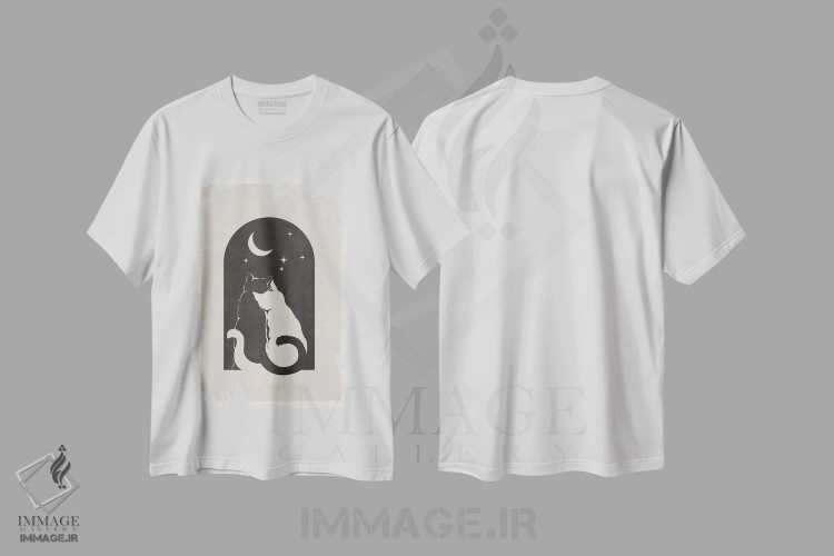 تیشرت سفید طرح دار گربه های در آغوش ۳، تزئینی اثر امـل تونابویلو | فروشگاه ایماژ