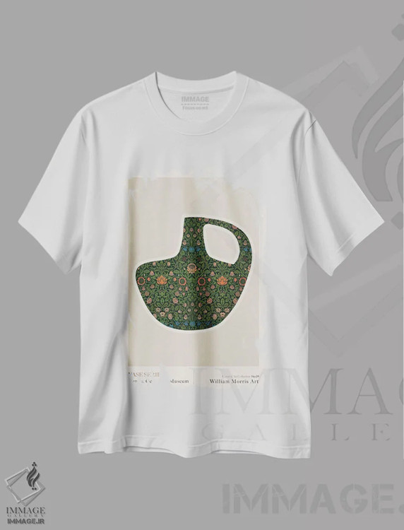 تیشرت سفید طرح دار ویلیام موریس یونانی ۹، تزئینی اثر امـل تونابویلو | immage.ir