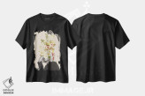 تیشرت مشکی طرح دار دسته گل گل های سفید، تزئینی اثر فریدا فلورال استودیو | فروشگاه ایماژ