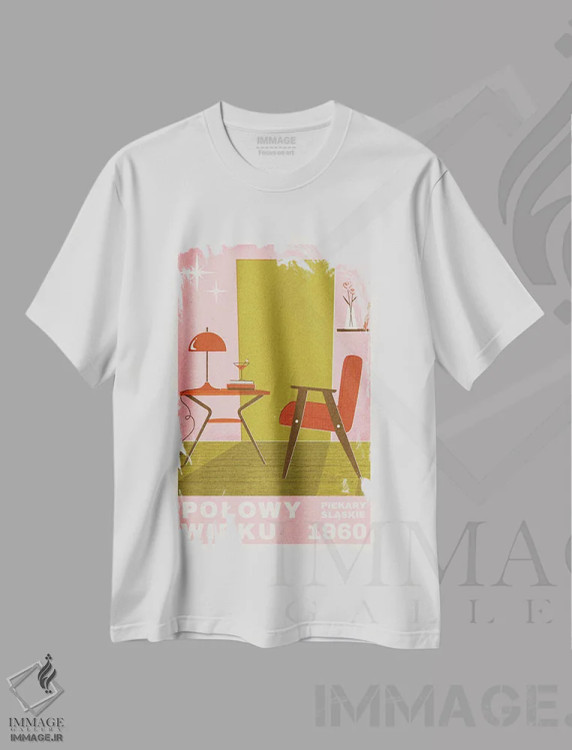 تیشرت سفید طرح دار مبلمان اواسط قرن، تزئینی اثر جولیا لیستر | immage.ir