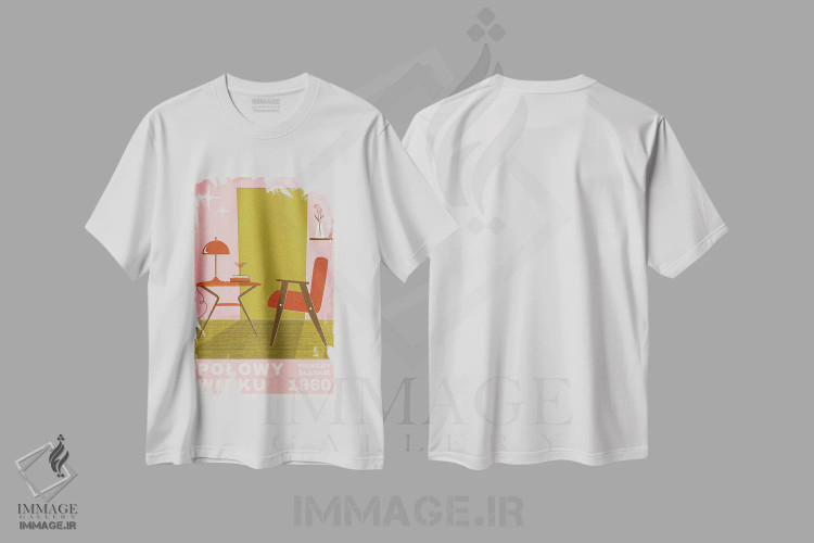 تیشرت سفید طرح دار مبلمان اواسط قرن، تزئینی اثر جولیا لیستر | immage.ir