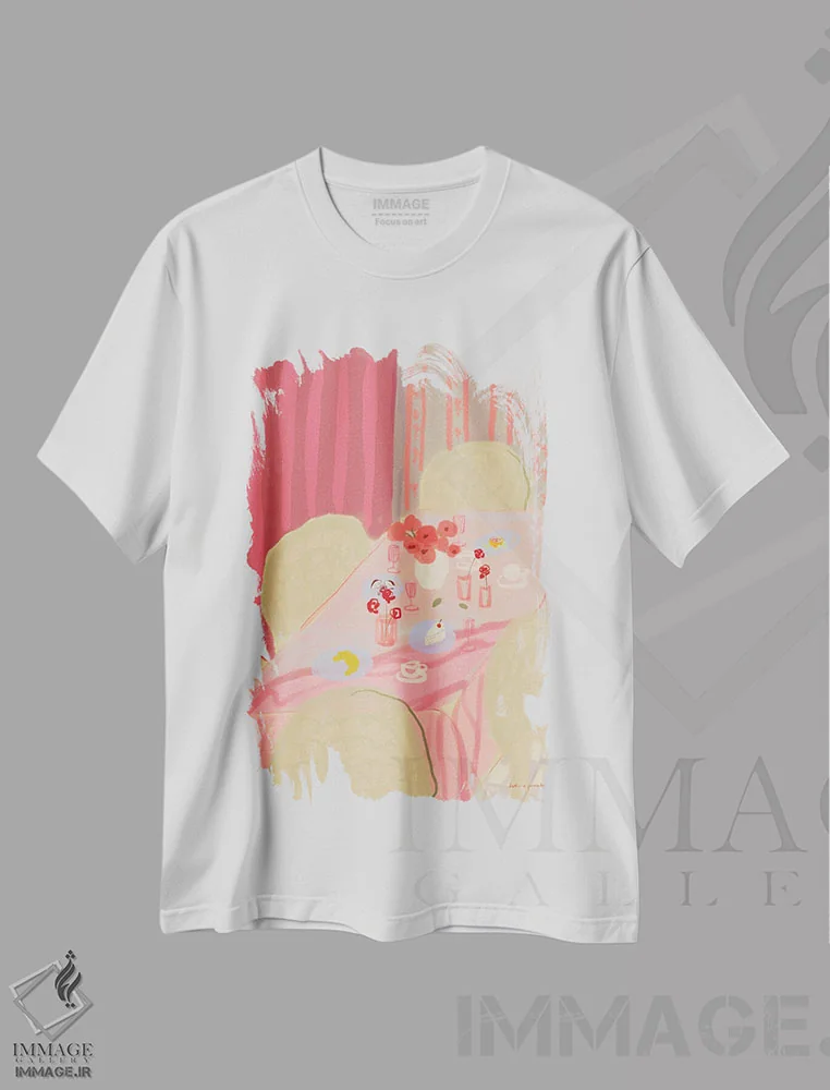 تیشرت سفید طرح دار میز رزئی؟، تزئینی اثر کاتارینا پوریتشر | فروشگاه ایماژ