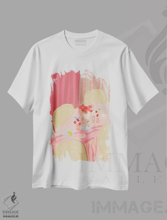 تیشرت سفید طرح دار میز رزئی؟، تزئینی اثر کاتارینا پوریتشر | فروشگاه ایماژ