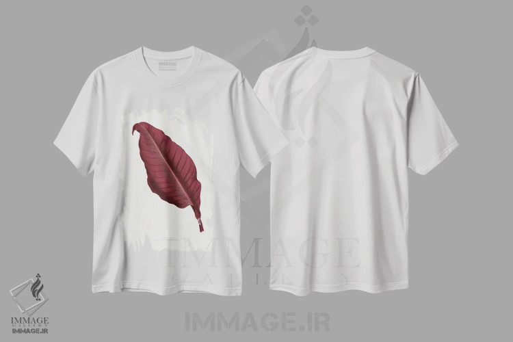 تیشرت سفید طرح دار تصویر برگ کانای صورتی آترونیگریکانس، تزئینی اثر لس پلانتس اَ | فروشگاه ایماژ